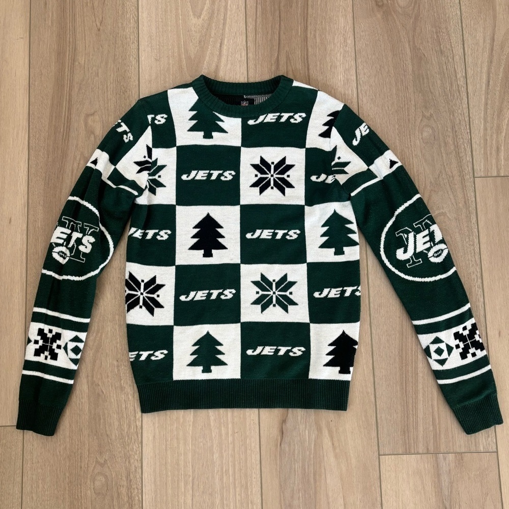 New York NY Jets Christmas Sweater KLEW NFL Team Apparel Ugly Christmas small